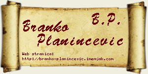 Branko Planinčević vizit kartica